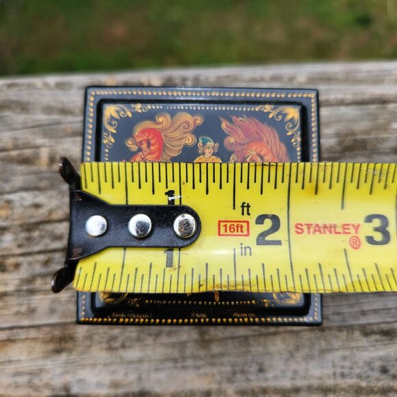 Hand-Painted Russian Fedoskino Lacquer Box Signed winter Troika Scenes - Picture 2 of 11